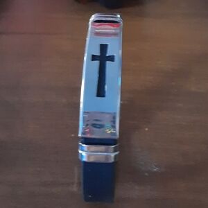 Stainless Steel And Rubber   Cross Bracelet